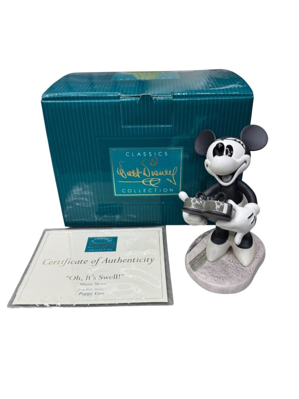 WDCC Walt Disney  Minnie Mouse Figurine Oh Its Swell! Puppy Love Box & COA 5.5"